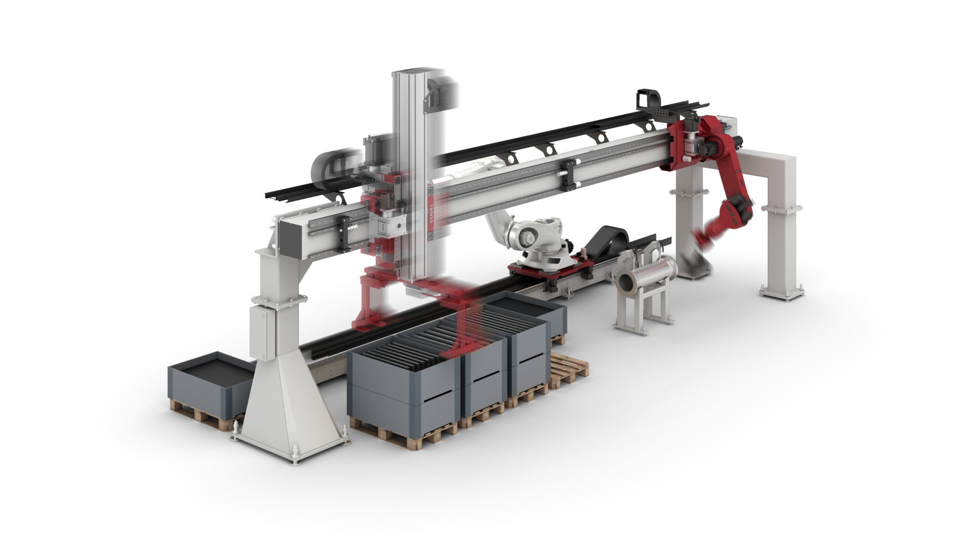 Industrieroboter | © Güdel Group AG flächenportale, portalroboter, linearachse, linearachsen, lineare verfahrachsen, hubsäule, einachs, zweiachs, mehrachs module, getriebe, zahnstange, linearführungen, systeme, portalsystem | © Güdel Group AG